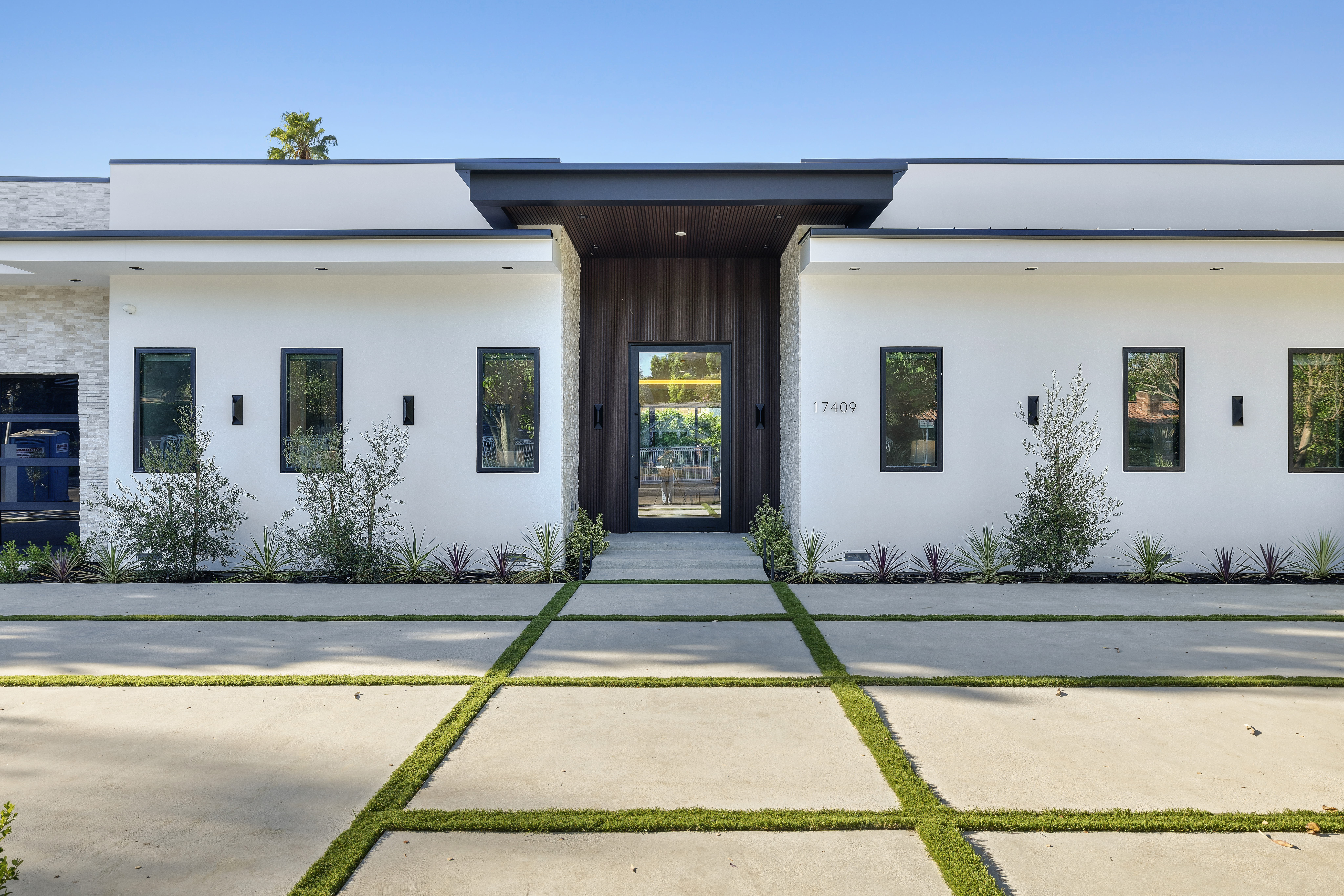 Completed luxury custom home exterior — Encino, CA